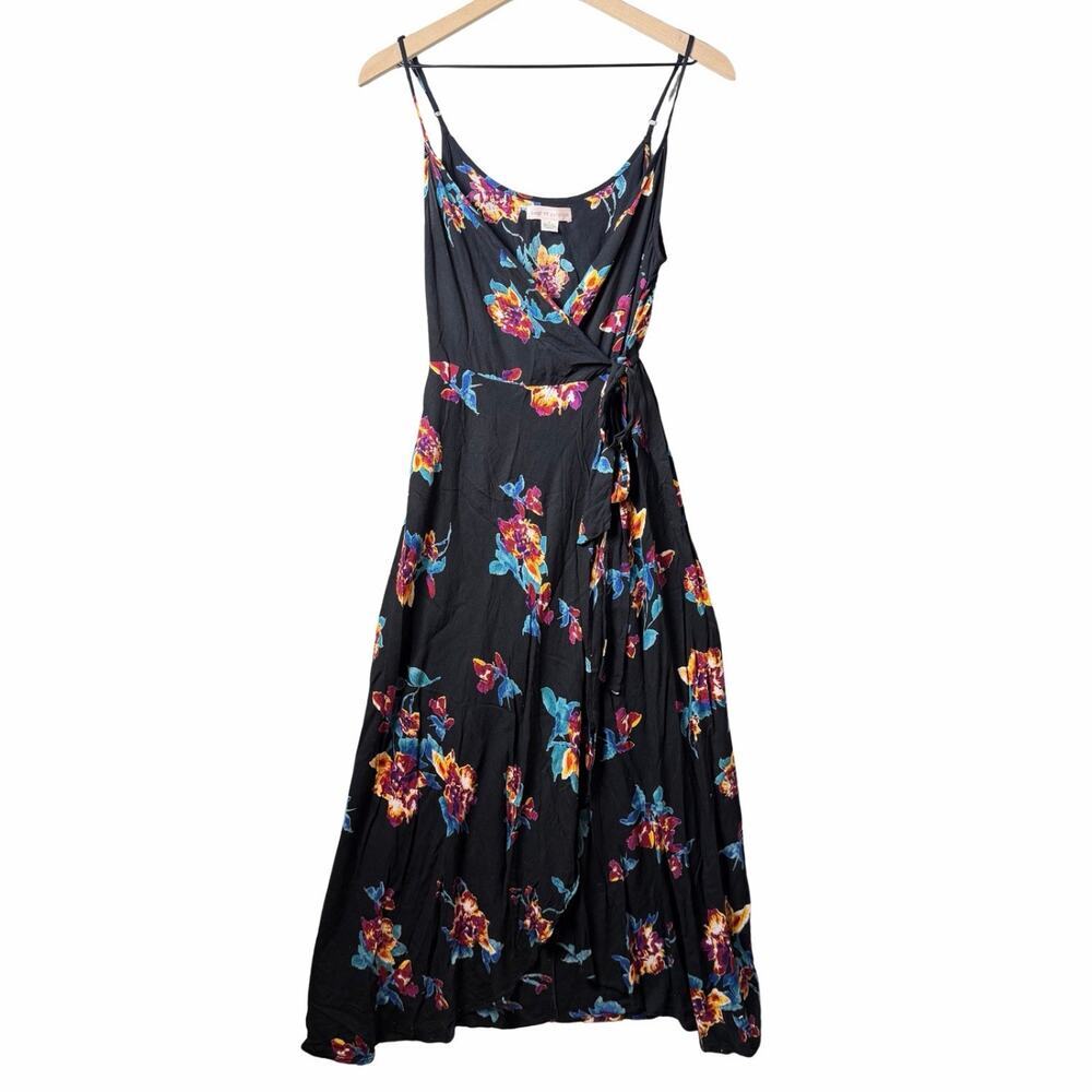 Band Of Gypsies Wrap Dress Midi Sleeveless Floral Print Beach Women’s Size S